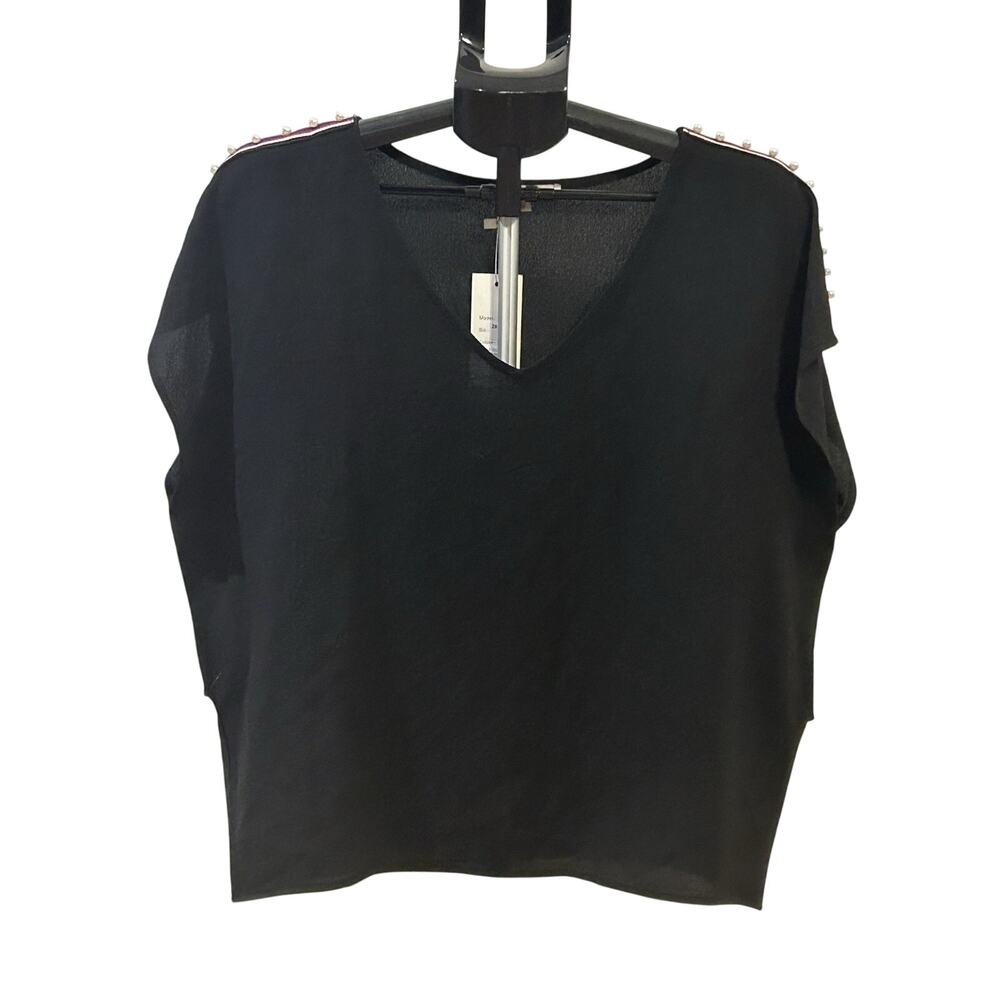 NWT Version Feminin Black Blouse Women's size M